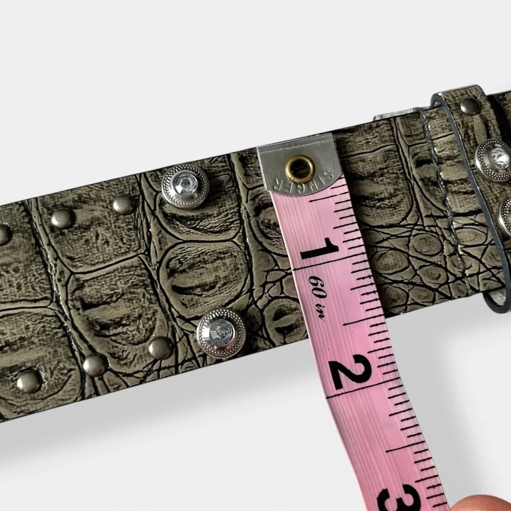 Guess Y2K Croc Embossed Faux Leather Rhinestone Belt Small